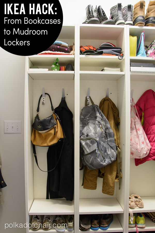 4 Organize your mudroom with Ikea bookcases via simphome