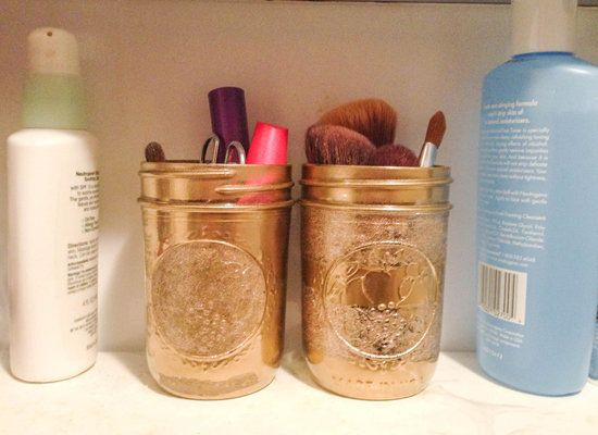 simphome mason jar makeup storage