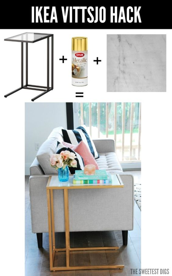 11 Turn the Vittsjo Into A Gold And Marble Side Table via simphome