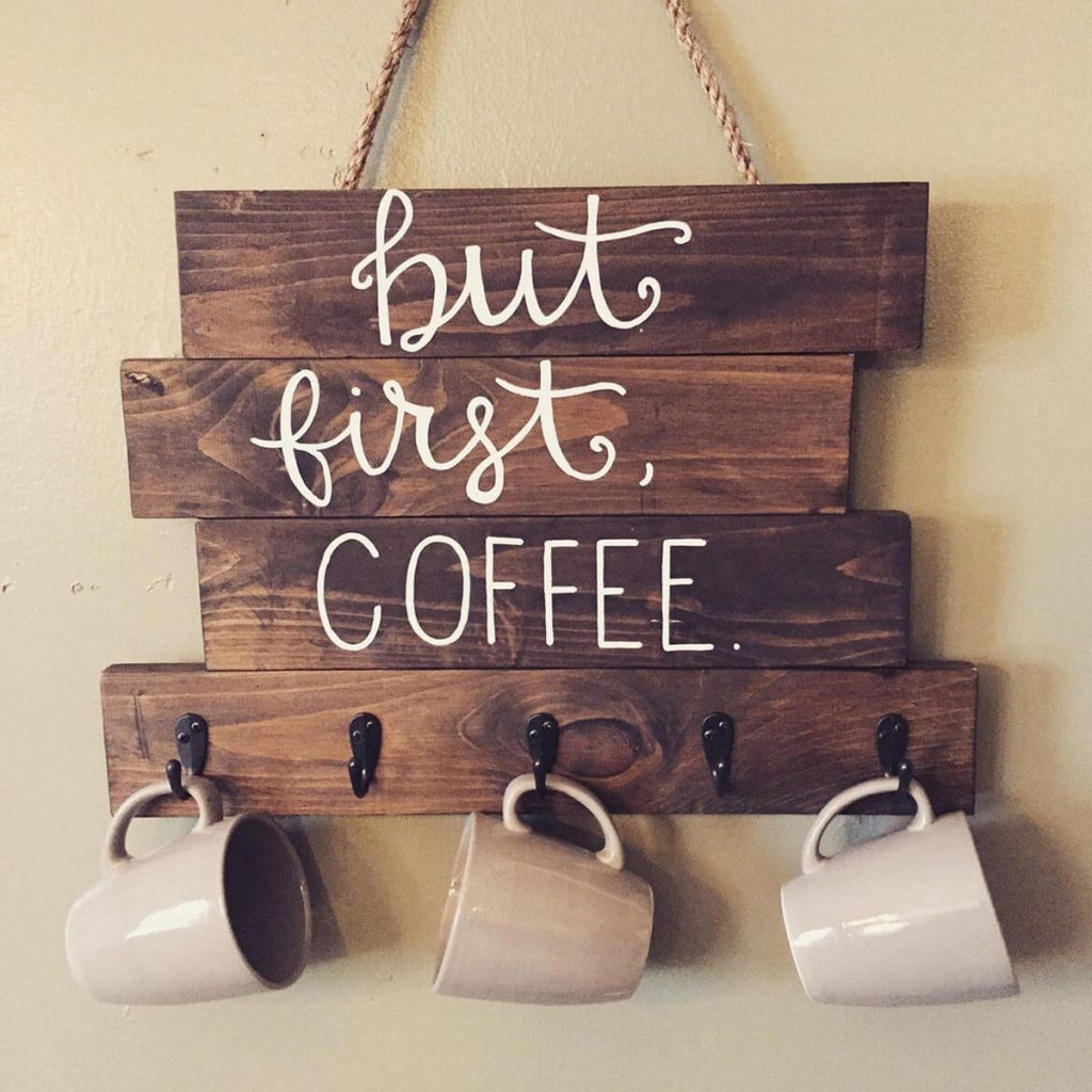 Wooden structure coffee mug display