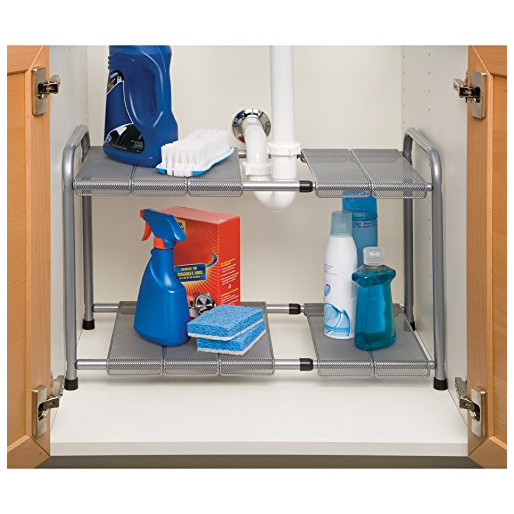 Seville Classics Expandable Under Sink Shelf with Steel Mesh and Removable Panels via simphome 2