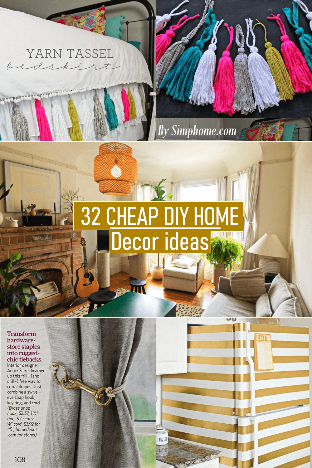 32 Cheap DIY Home Decor ideas via Simphome.com