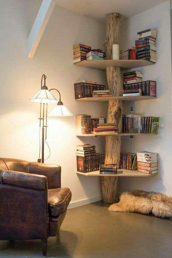 log bookshelf