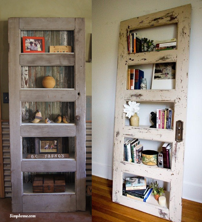 A Book Shelf repurposed old door Simphome com