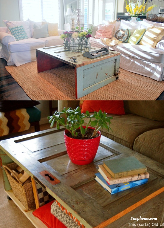 Coffee Table from repurposed old door Simphome com