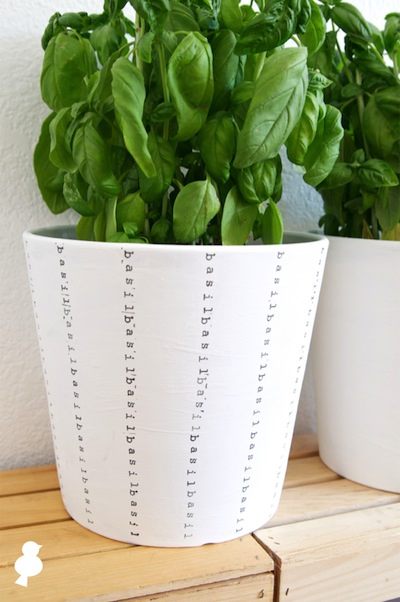 02 DIY Stripe Stamped Herb Pots Basil Green Simphome com