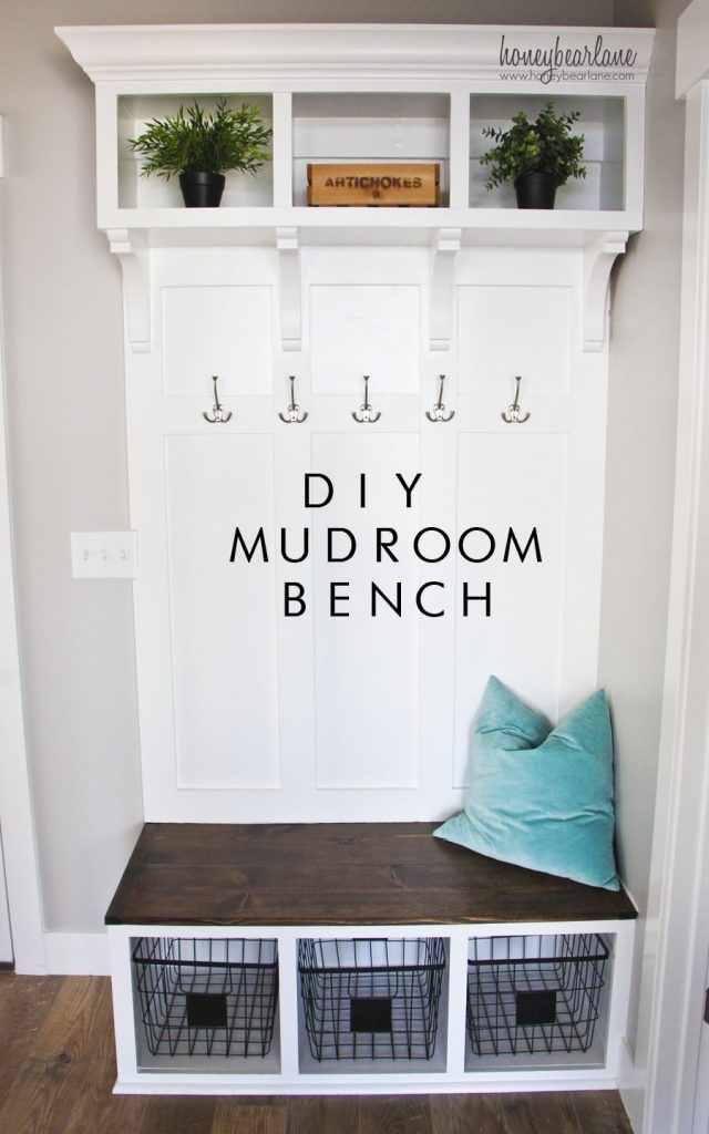 10 DIY Mudroom Bench with Hooks and Open Shelves Simphome com