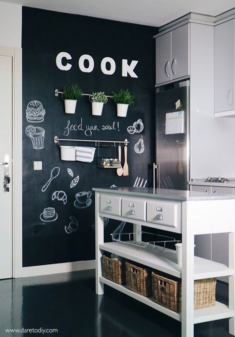 172 Chalkboard kitchen wall via simphome