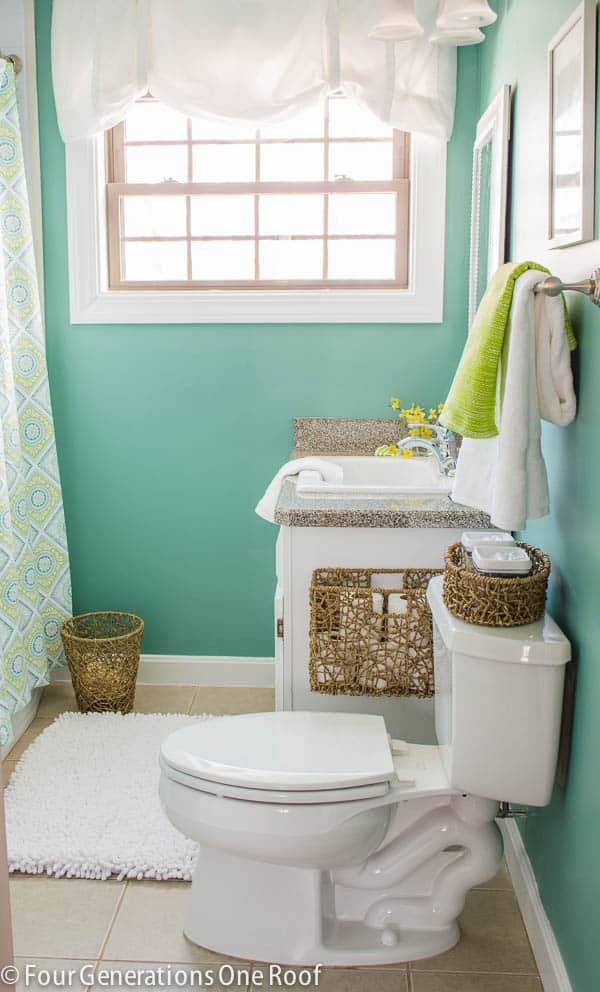 4 Teal Bathroom with A Bit of Textural Element Simphome