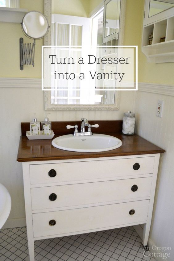 20 How To Make a Dresser Into a Vanity via simphome
