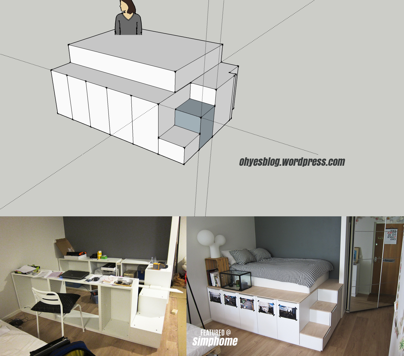 38 Build a platform bed with under bed storage using IKEA cabinets via simphome