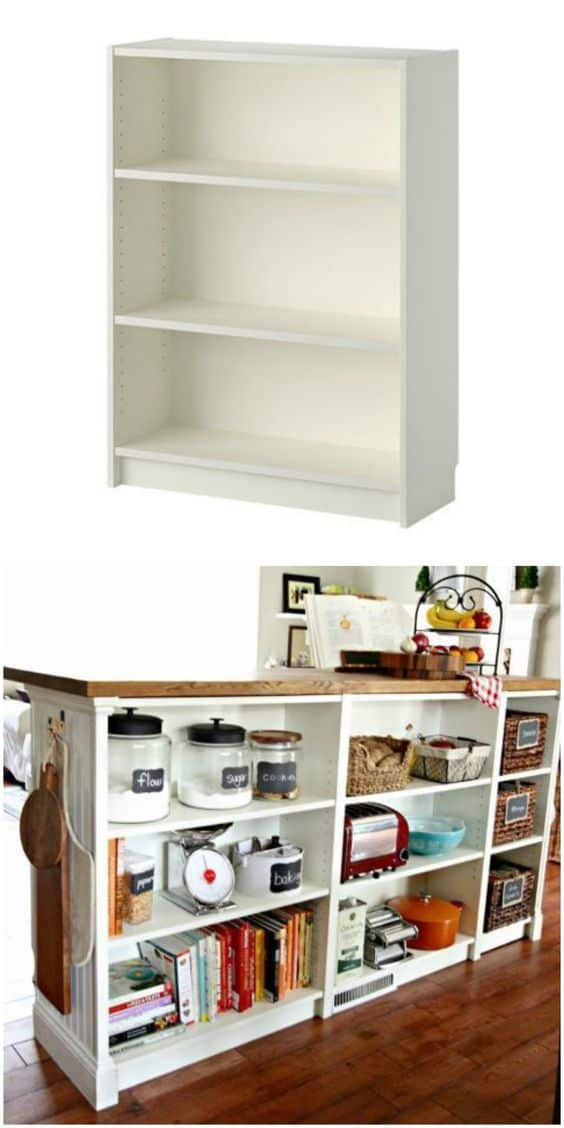 39 Build a sleek and versatile kitchen island using IKEA BILLY bookcases via simphome