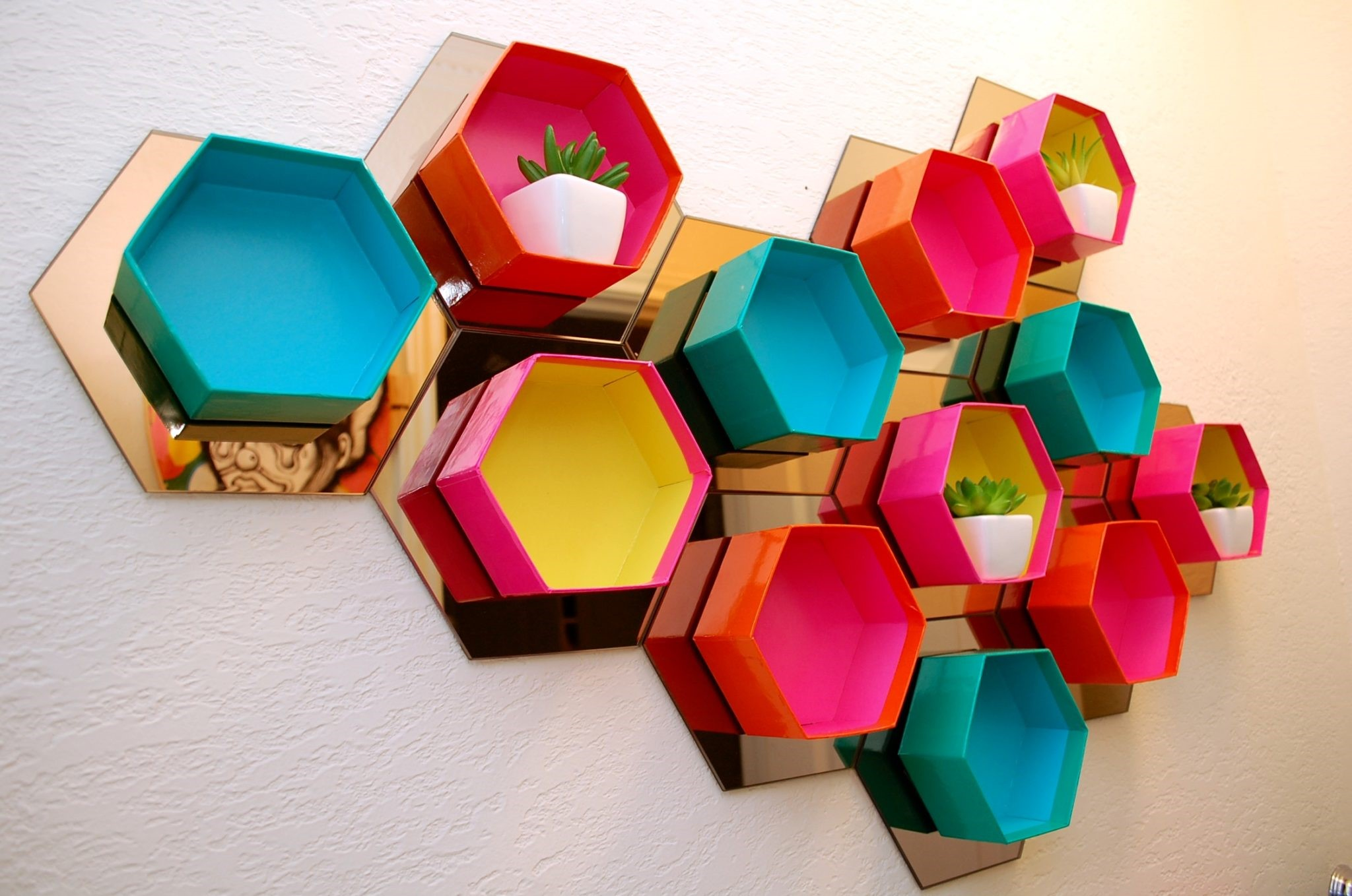 4 Colorful Hexagon Shelf via simphome