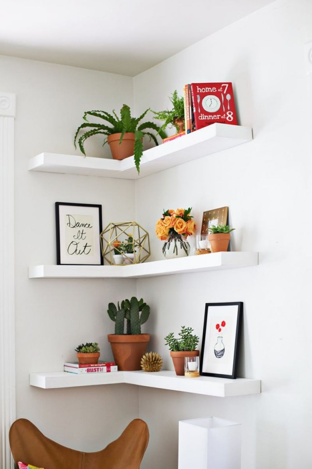 4 Corner Shelves hanging ideas via simphome