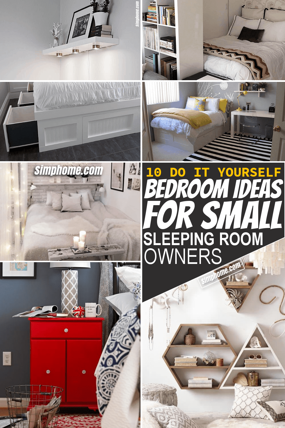 Simphome.com 10 Bedroom Ideas for Small Sleeping Room Owners Featured Pinterest Image
