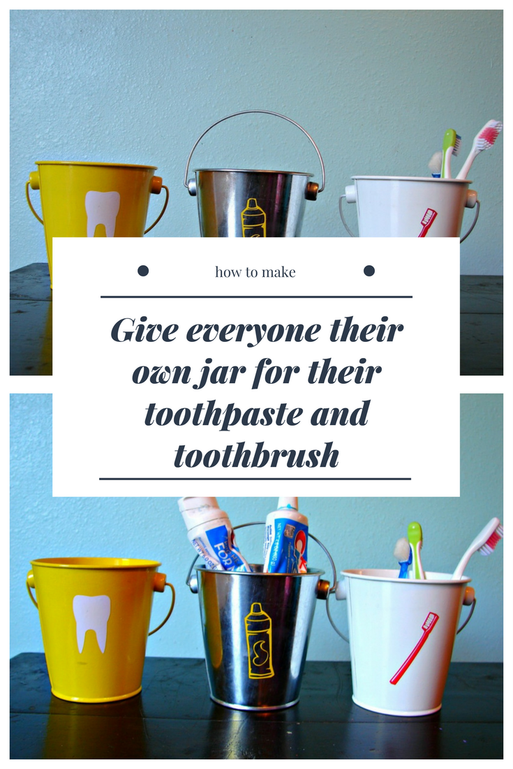 10 Give everyone their own jar for their toothpaste and toothbrush via simphome