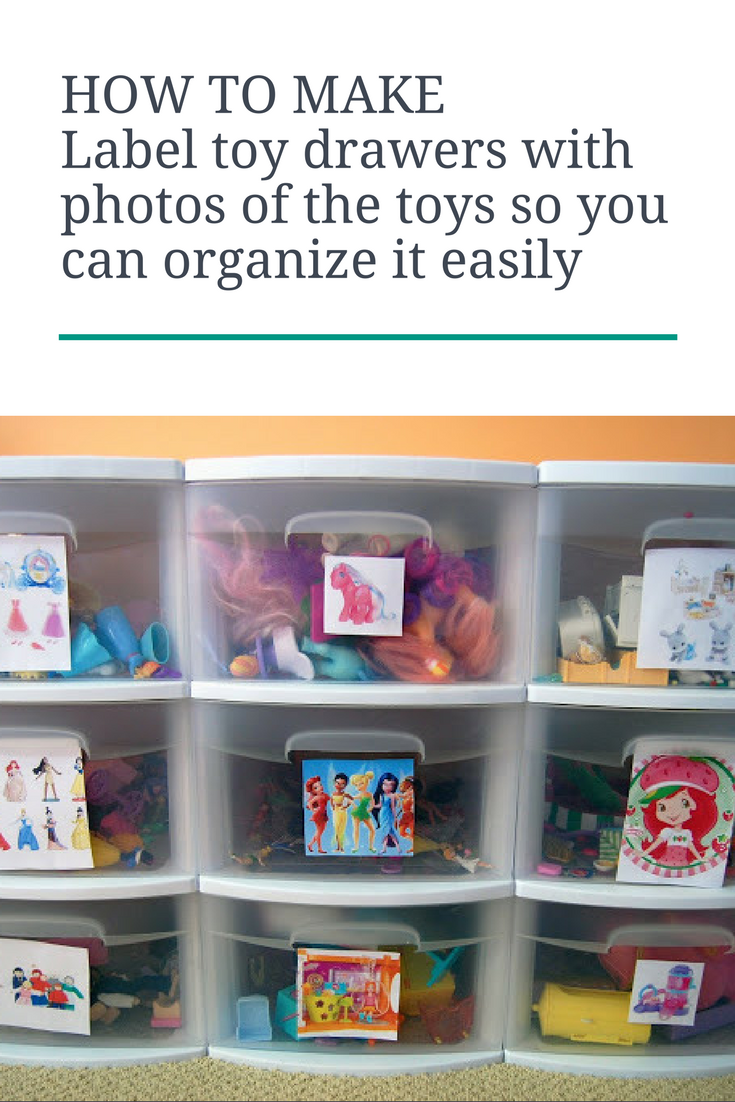23 Label toy drawers with photos of the toys so you can organize it easily via simphome