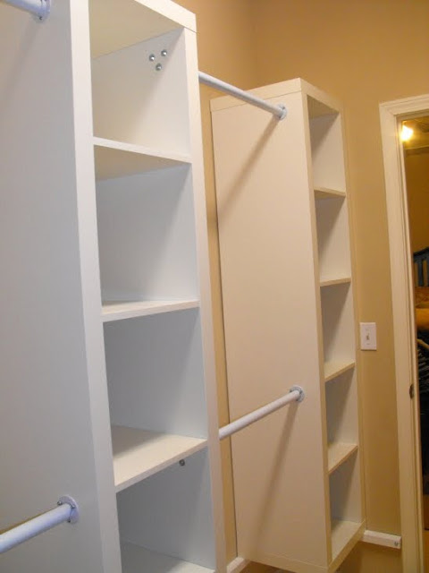 31 Expedit shelving in a walk in closet is a cheap alternative to custom closets via simphome