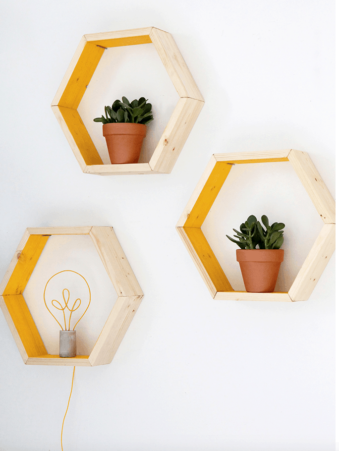 4 DIY Honeycomb Shelves via simphome