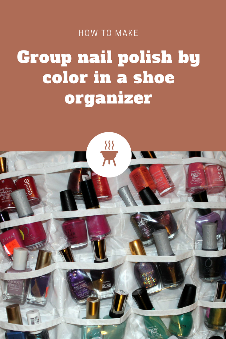6 Group nail polish by color in a shoe organizer via simphome