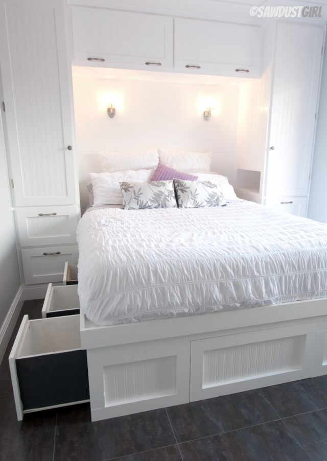8 Invest in a Bed Frame with Built In Drawers via simphome