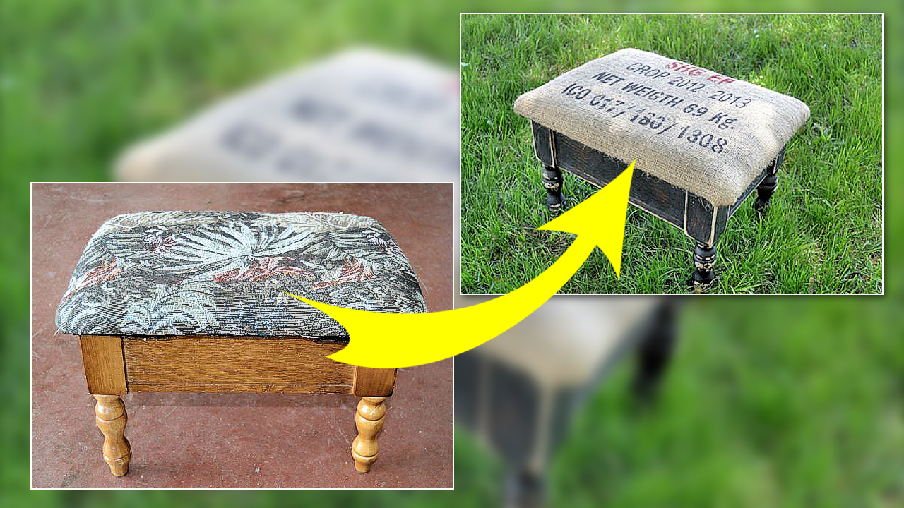 How to Renew A Coffee Bag Footstool via simphome featured