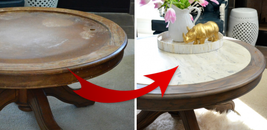 How to turn Ugly Coffee Table to A Marble like Coffee Table simphome featured