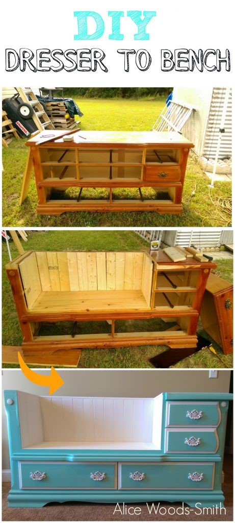 3 DIY Dresser to Bench via simphome