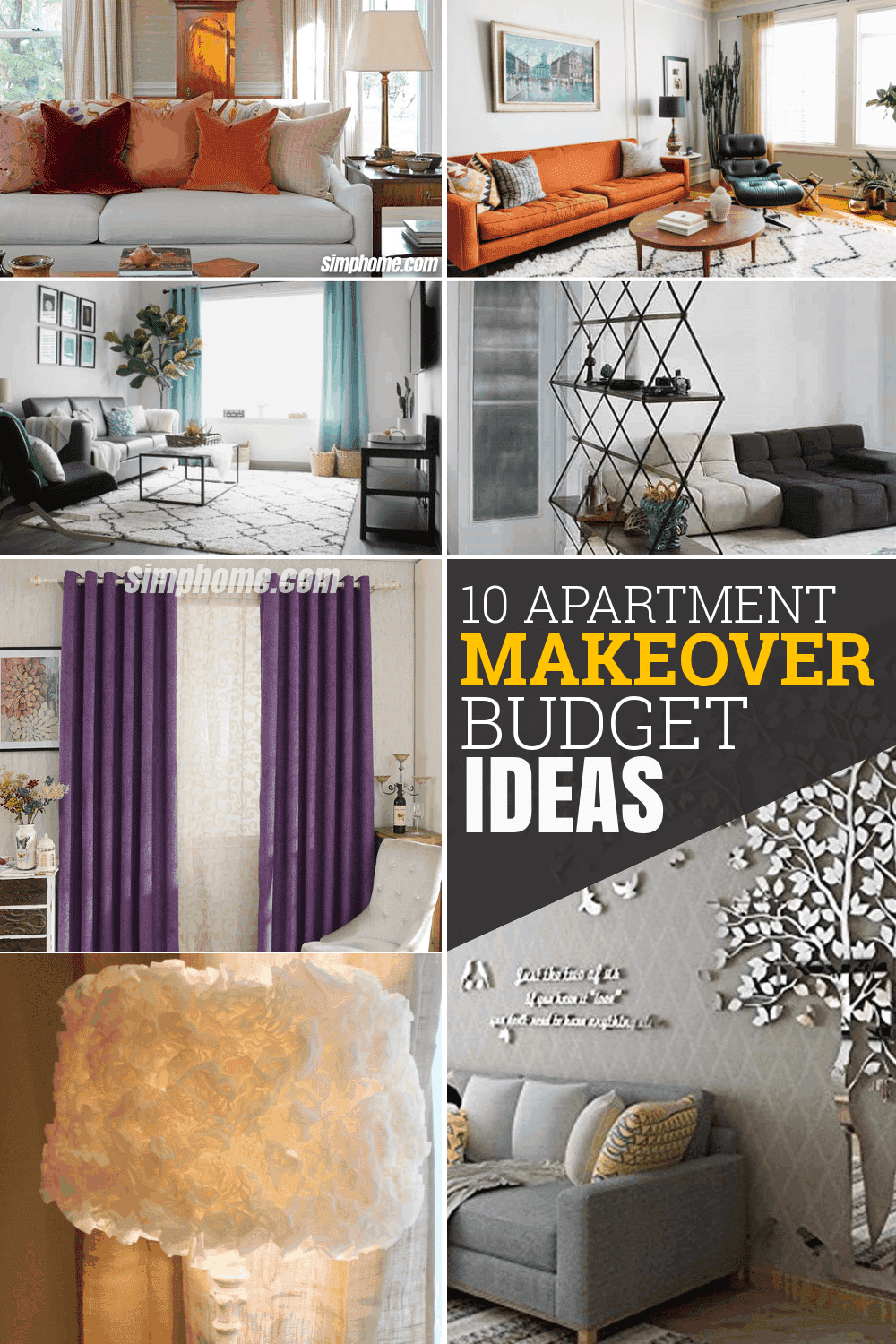 10 Apartment Makeover Budget Ideas Simphome.com Featured Pinterest Image