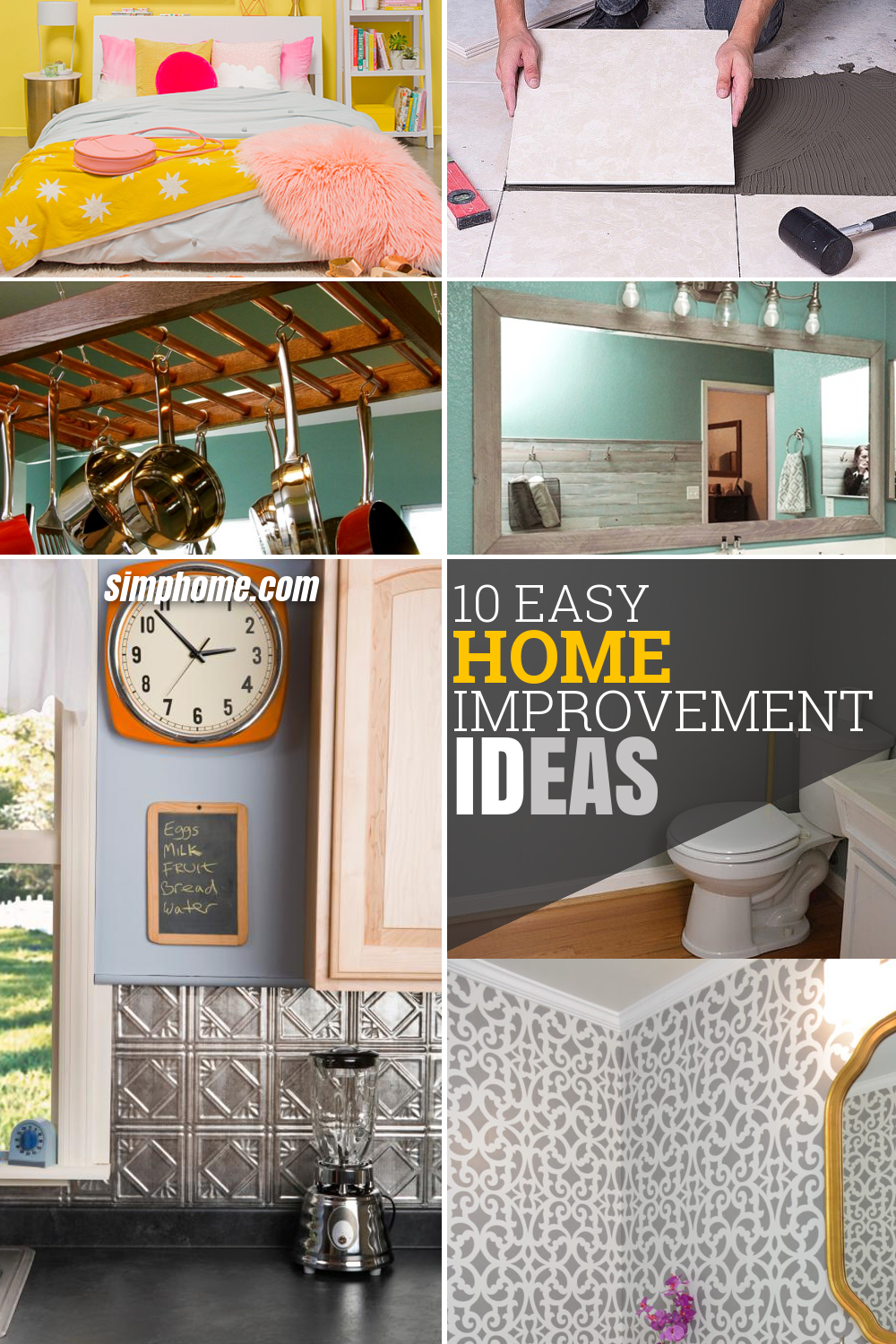 Easy Home Improvement Ideas Via Simphome com pinterest image long