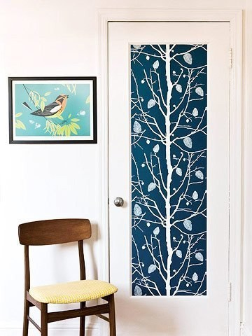 10 Add Accent to Your Bedroom Door with Wallpaper via simphome