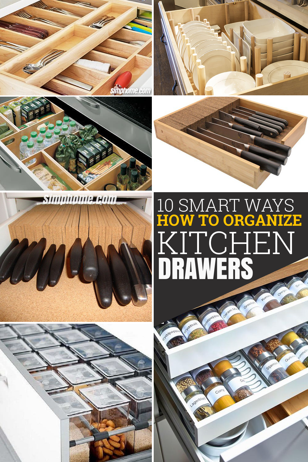 10 Smart ways How to Organize Kitchen Drawers via Simphome com Pinterest image