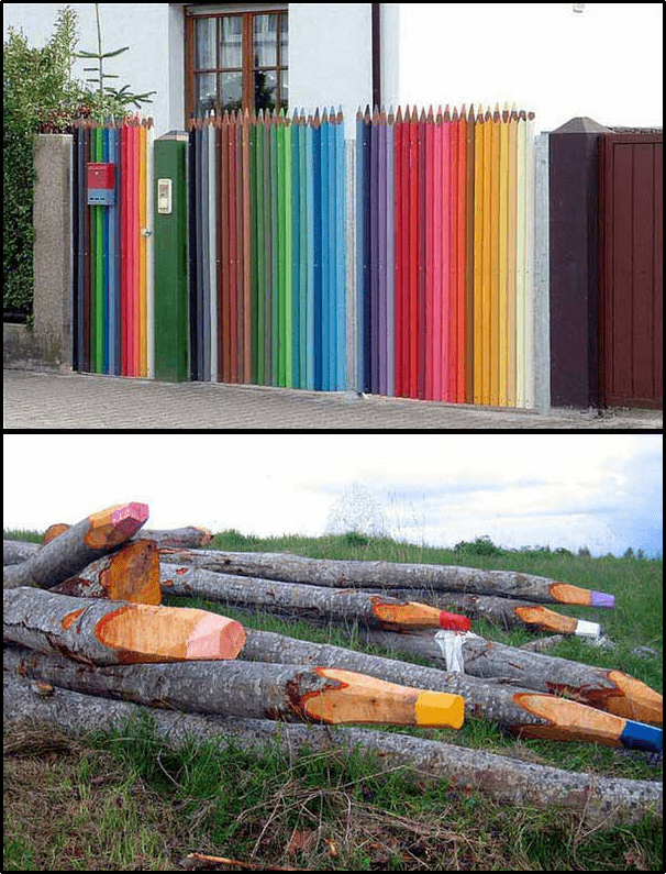 10. Colored Pencil Fence Idea by Simphome.com