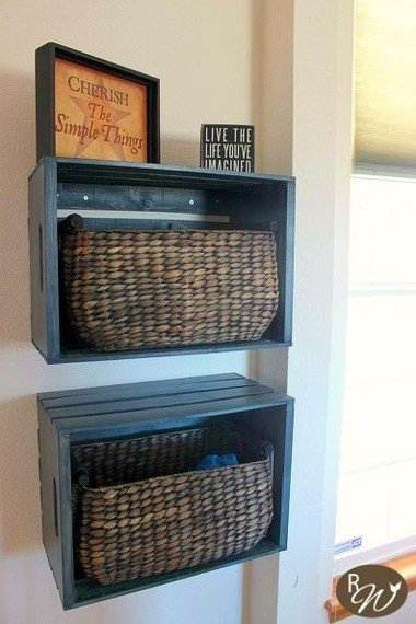 4 Stylish Wooden Crate Shelves via Simphome