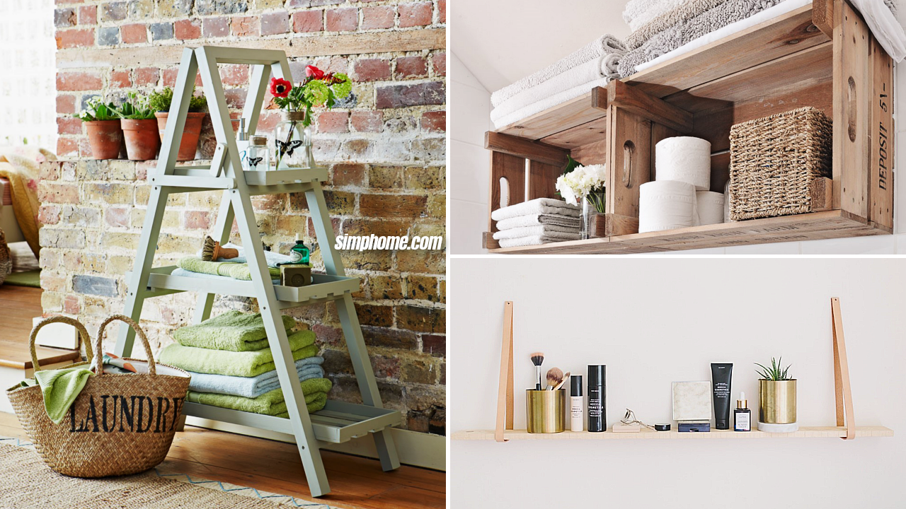 10 Clever Bathroom Shelving Ideas to Keep Your Space Clutter Free via Simphome Featured Image