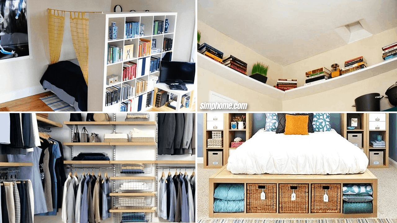 10 DIY Small Bedroom Storage Ideas via Simphome Featured image