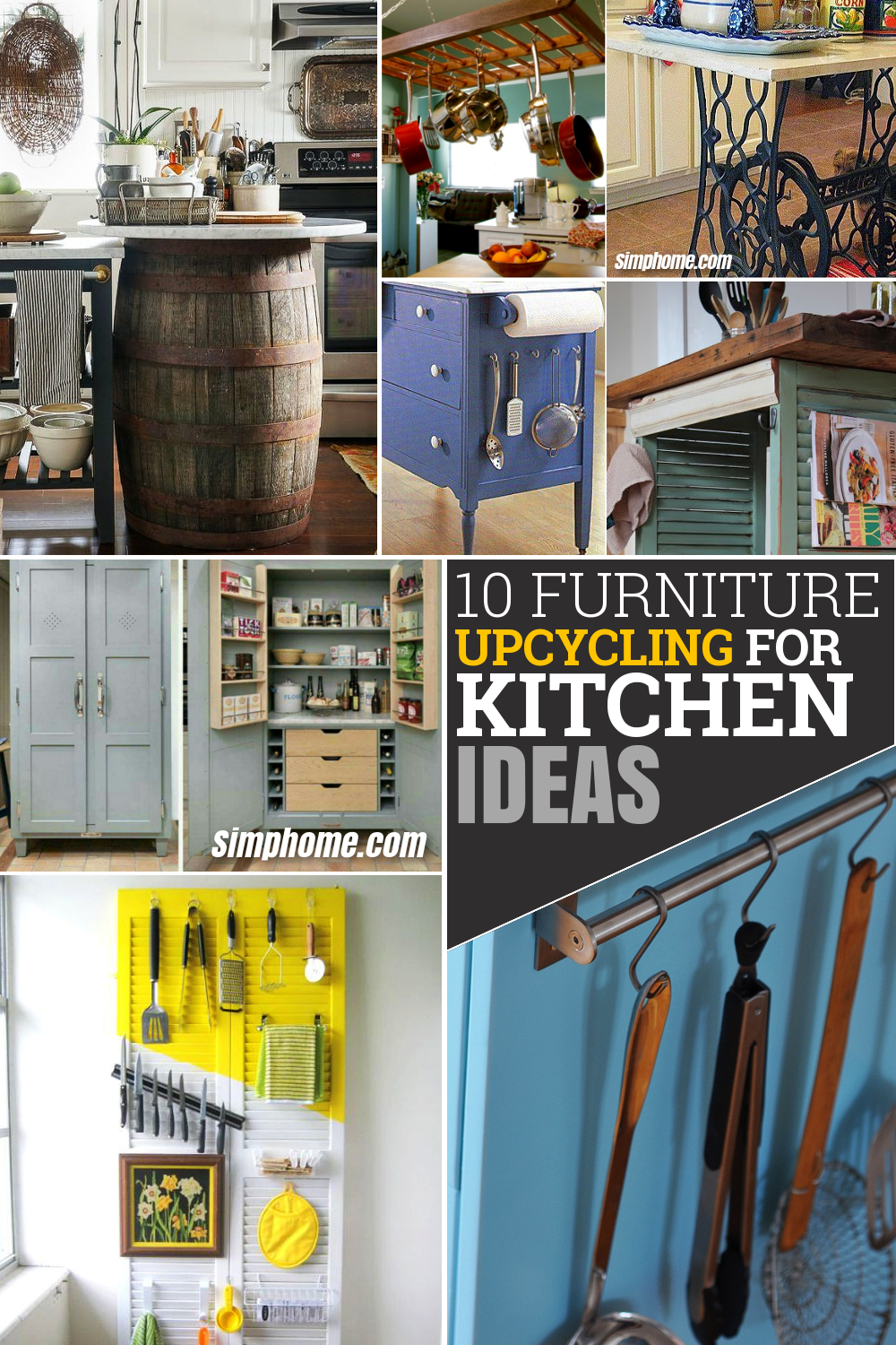 10 Furniture Upcycling for Kitchen ideas via Simphome.com Pinterest image
