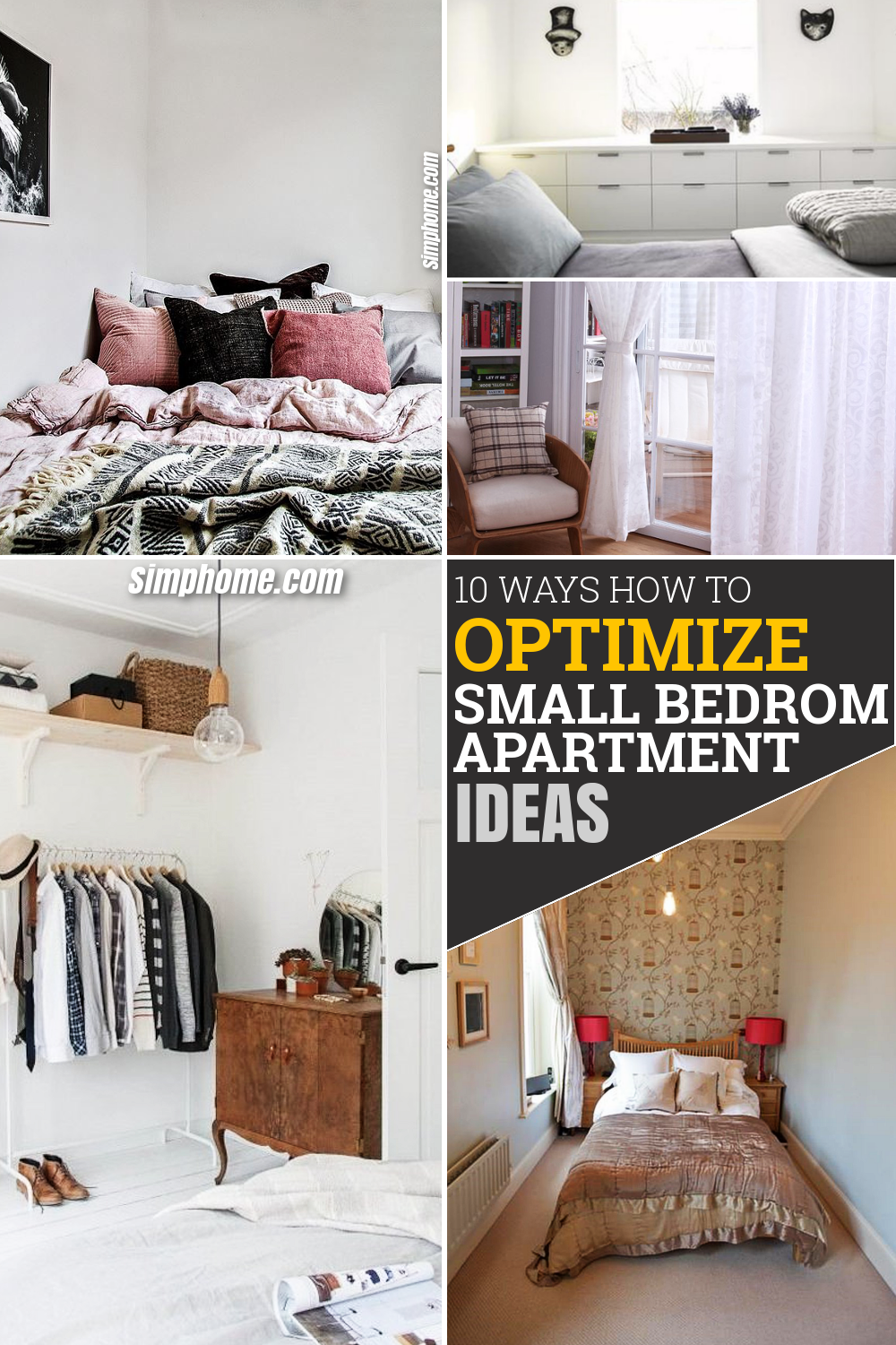 10 WAYS How to Optimize a Small Bedroom Apartment via Simphome Pinterest Featured Image