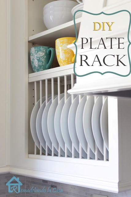 7. Kitchen Cabinets with Plate Rack via Simphome
