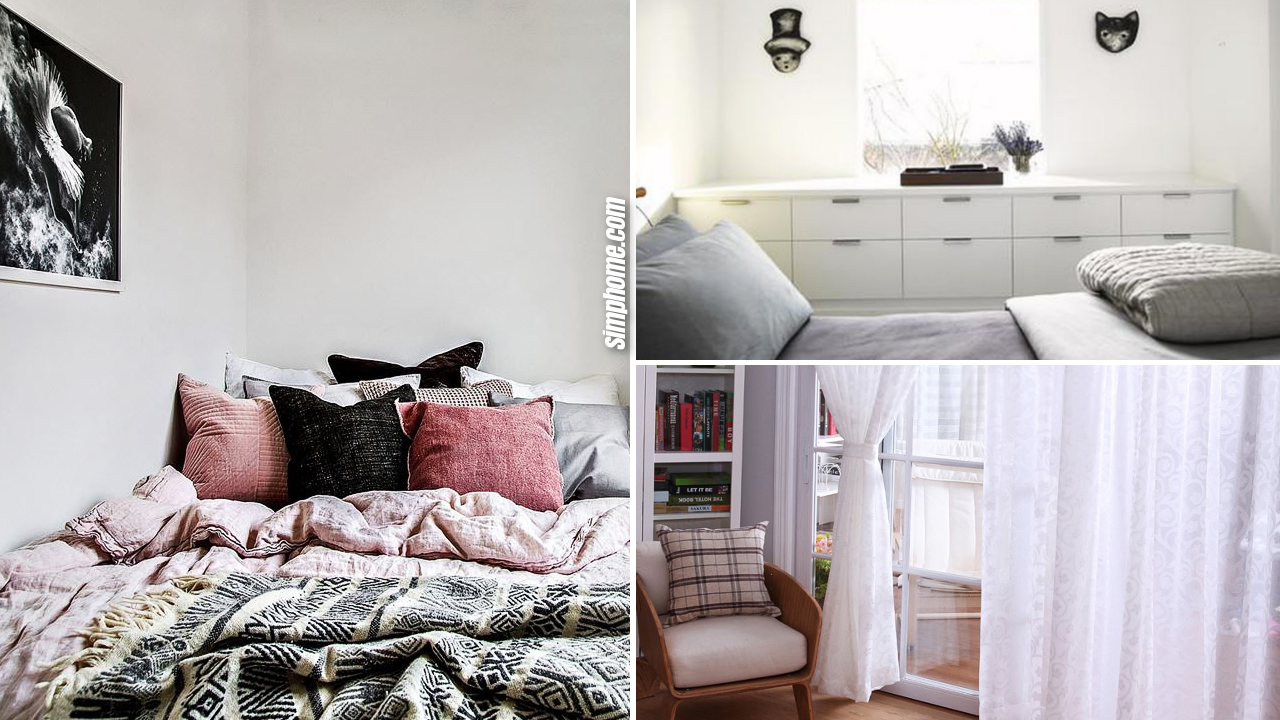 How to Optimize a Small Bedroom Apartment in 10 Ways via Simphome.com featured