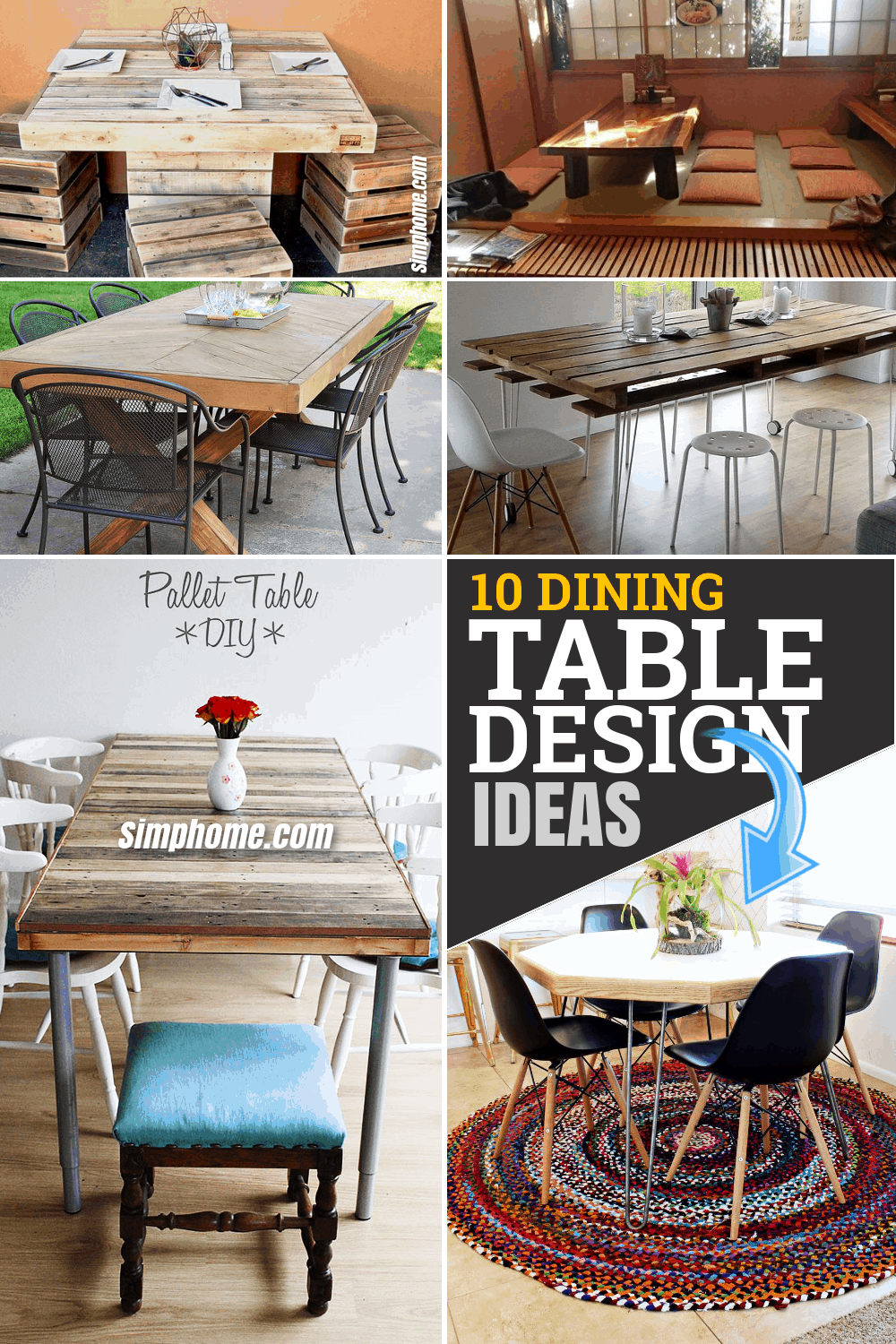10 Dining Table Design Ideas You can Copy Easily via Simphome Featured Pinterest Image