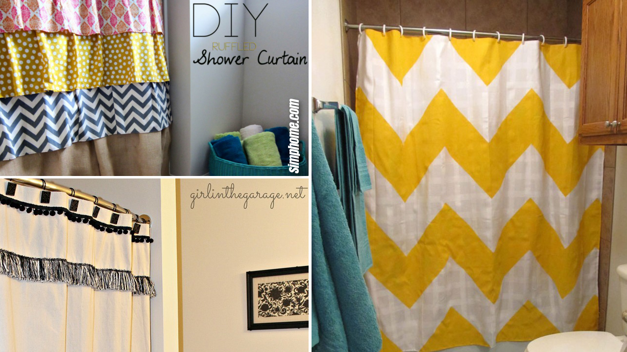 10 Low Cost and Simple DIY Shower Curtain Ideas via Simphome.com Featured image