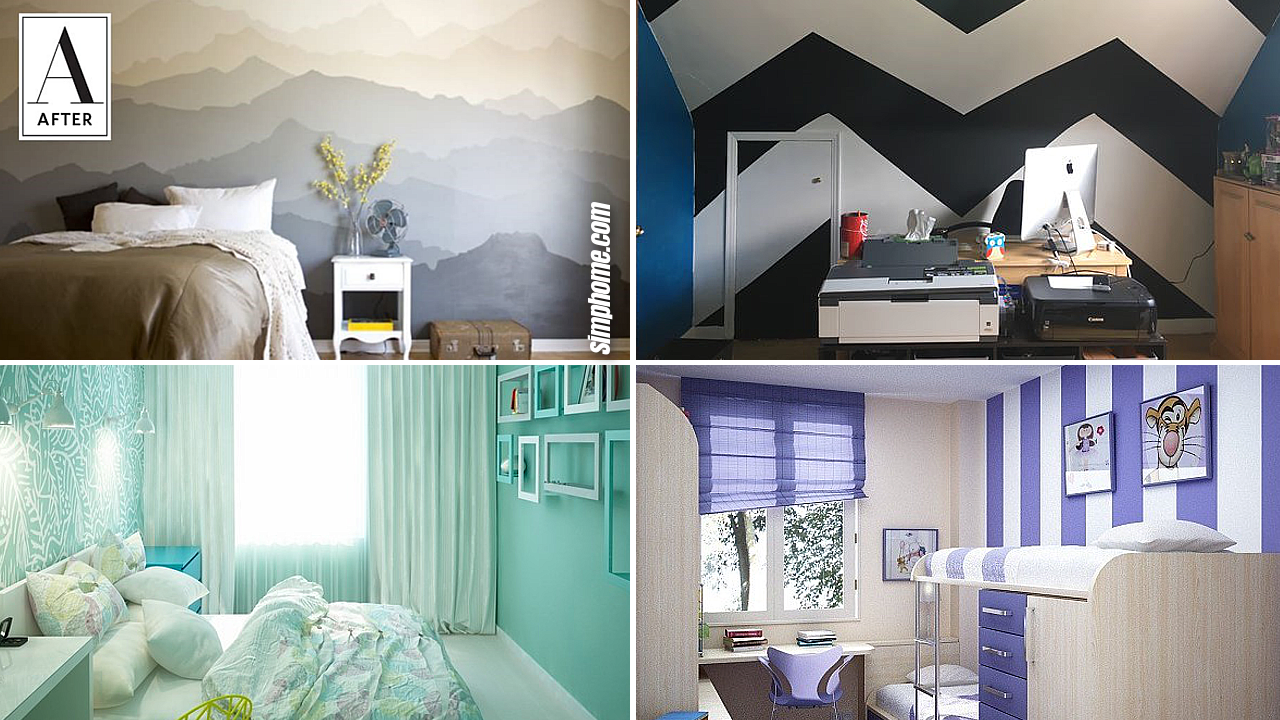 10 Unique Wall Painting Ideas for Small Bedroom via Simphom.com Featured Image