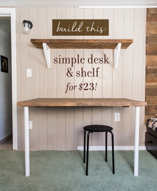 10. Simple DIY Wall Mounted Desk via Simphome
