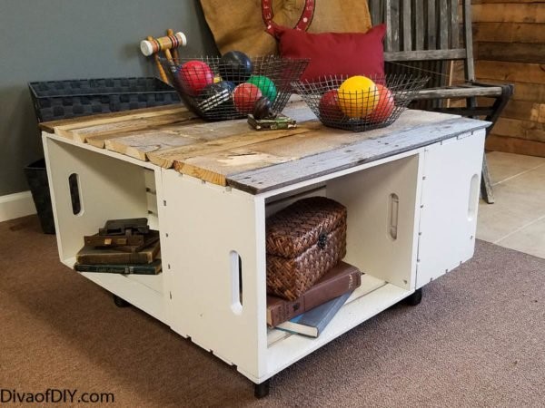 4. Rustic Coffee Table with Storage via Simphome