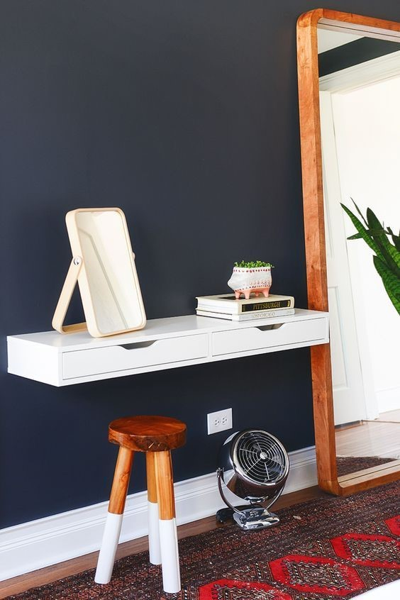 5. Wall Mounted Desk with Drawers via Simphome