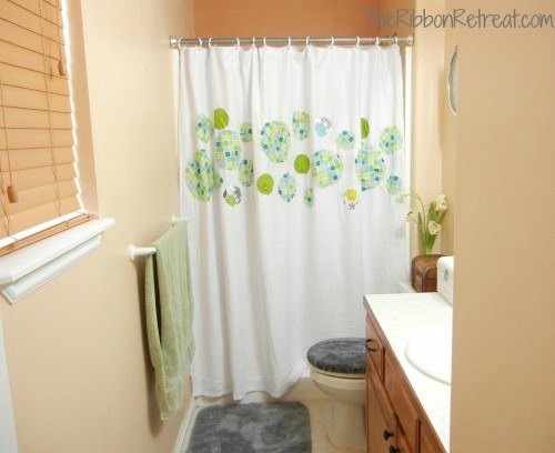 9. Add More Pattern to Your Shower Curtain via Simphome