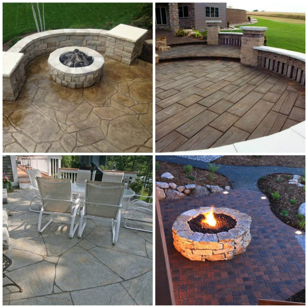 1 3. Concrete with wood plank stamped on it Curved flagstone stamped concrete Stone firepit idea via Simphome.com .jpg