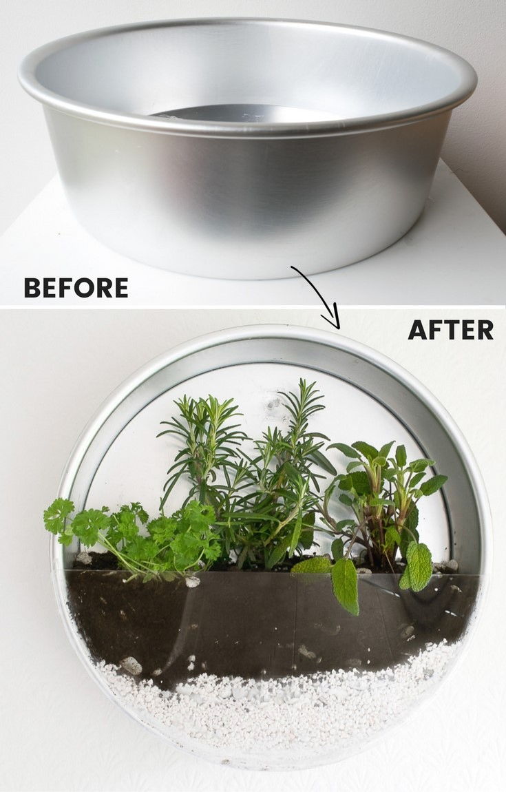 2. Indoor Herb Garden with Baking Tin via Simphome