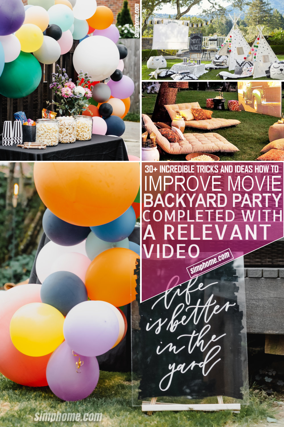 10 Ideas How to Improve Movie Backyard Party via Simphome.com Pinterest Image